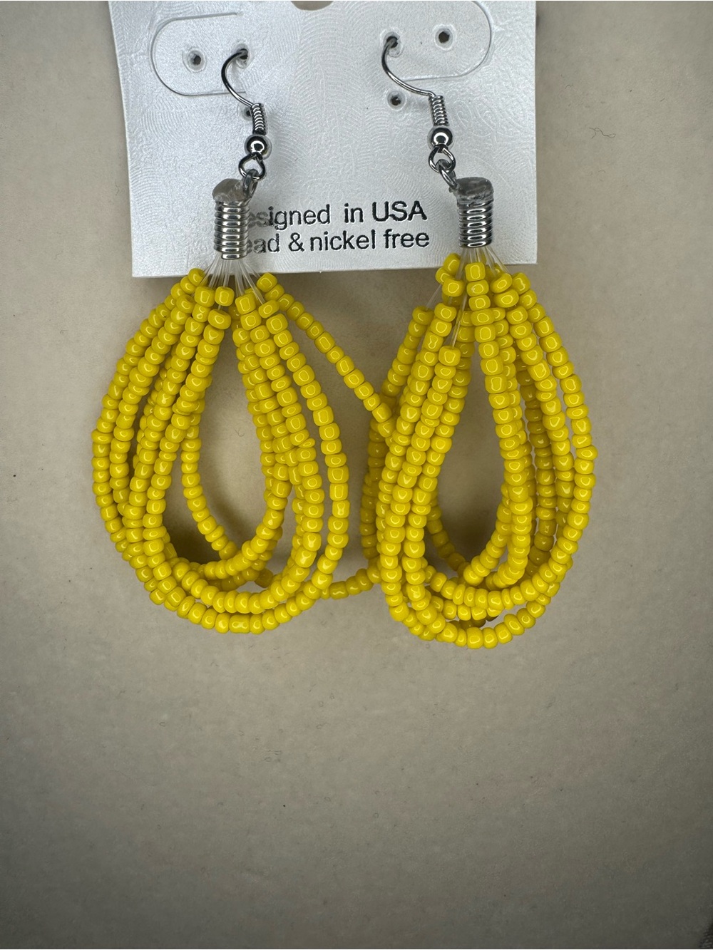 NWT Yellow Beaded Teardrop Earrings -